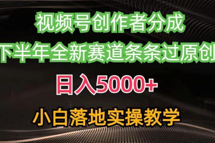 视频号创作者分成最新玩法，日入5000+下半年全新赛道条条过原创，小白轻松上手青柠创客-网创项目资源站-副业项目-创业项目-搞钱项目青柠创客