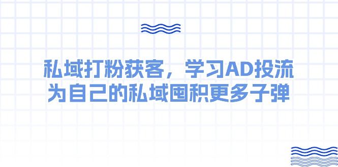 某收费课：私域打粉获客，学习AD投流，为自己的私域囤积更多子弹青柠创客-网创项目资源站-副业项目-创业项目-搞钱项目青柠创客