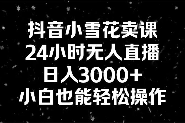 抖音小雪花卖课，24小时无人直播，日入3000+,小白也能轻松操作青柠创客-网创项目资源站-副业项目-创业项目-搞钱项目青柠创客