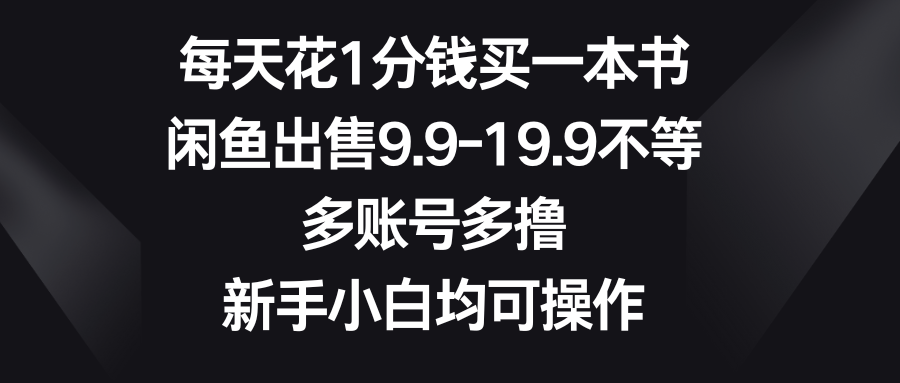 每天花1分钱买一本书,闲鱼出售9.9-19.9不等,多账号多撸,新手小白均可操作青柠创客-网创项目资源站-副业项目-创业项目-搞钱项目青柠创客