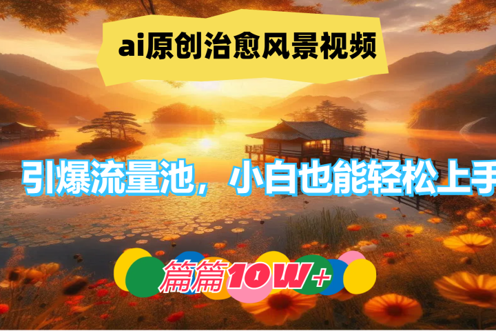 ai原创治愈风景视频，引爆流量池，小白也能轻松上手，篇篇10w+！青柠创客-网创项目资源站-副业项目-创业项目-搞钱项目青柠创客