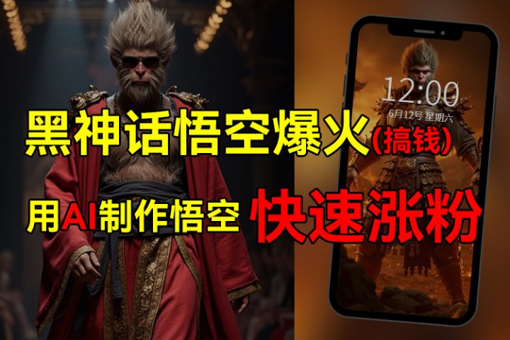 黑神话悟空爆火，已有人利用这波热点变现几十万，普通人也可用AI蹭上这波热点搞钱，有多重变现方法青柠创客-网创项目资源站-副业项目-创业项目-搞钱项目青柠创客