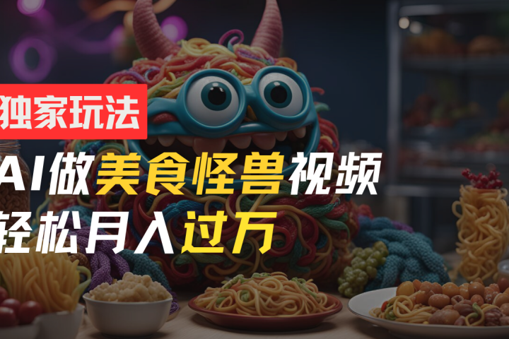 零门槛操作，AI美食怪兽短视频玩法，月入过万新手也能做！青柠创客-网创项目资源站-副业项目-创业项目-搞钱项目青柠创客