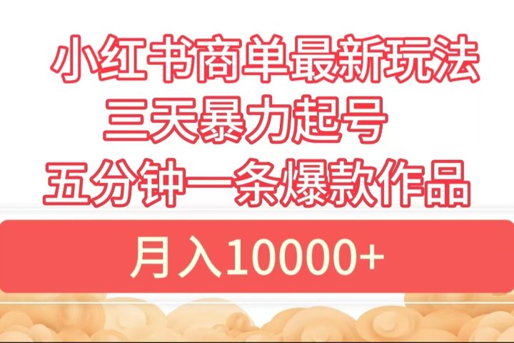 小红书商单最新玩法 3天暴力起号 5分钟一条爆款作品 月入10000+青柠创客-网创项目资源站-副业项目-创业项目-搞钱项目青柠创客