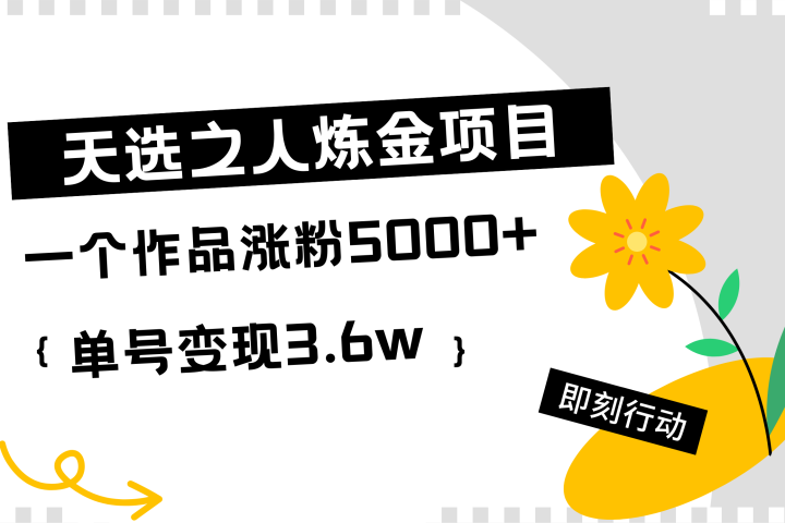 天选之人炼金项目，一个作品涨粉5000+，单号变现3.6w青柠创客-网创项目资源站-副业项目-创业项目-搞钱项目青柠创客