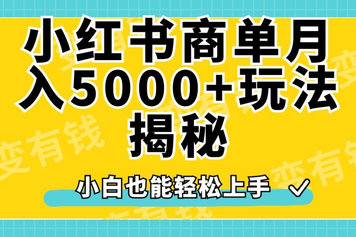 小红书商单原创起号玩法揭秘，小白月入5000+青柠创客-网创项目资源站-副业项目-创业项目-搞钱项目青柠创客