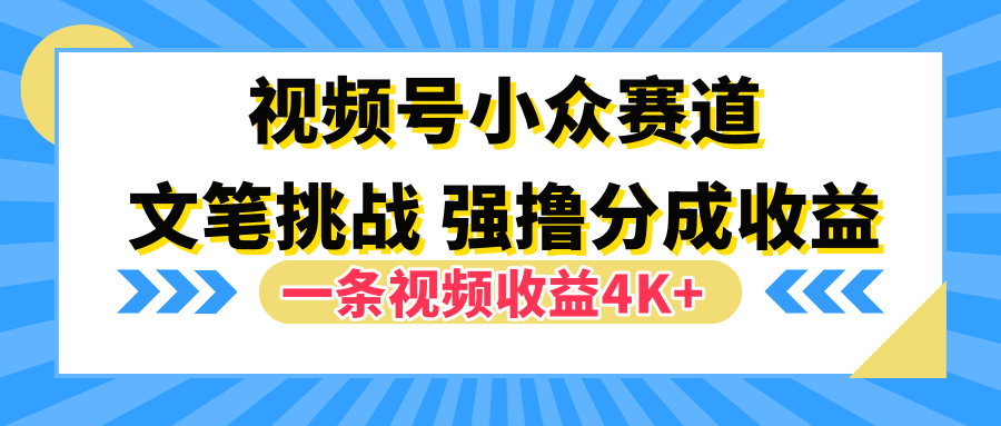 视频号小众赛道，文笔挑战，一条视频收益4K+青柠创客-网创项目资源站-副业项目-创业项目-搞钱项目青柠创客