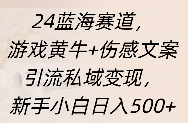 24蓝海赛道，游戏黄牛+伤感文案引流私域变现，新手日入500+青柠创客-网创项目资源站-副业项目-创业项目-搞钱项目青柠创客
