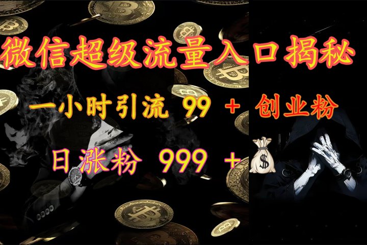 微信超级流量入口揭秘：一小时引流 99 + 创业粉，日涨粉 999 +【揭秘】青柠创客-网创项目资源站-副业项目-创业项目-搞钱项目青柠创客