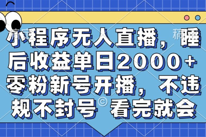 小程序无人直播，睡后收益单日2000+ 零粉新号开播，不违规不封号 看完就会青柠创客-网创项目资源站-副业项目-创业项目-搞钱项目青柠创客