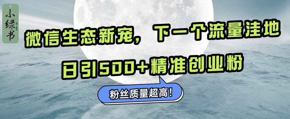 微信生态新宠小绿书：下一个流量洼地，粉丝质量超高，日引500+精准创业粉，青柠创客-网创项目资源站-副业项目-创业项目-搞钱项目青柠创客