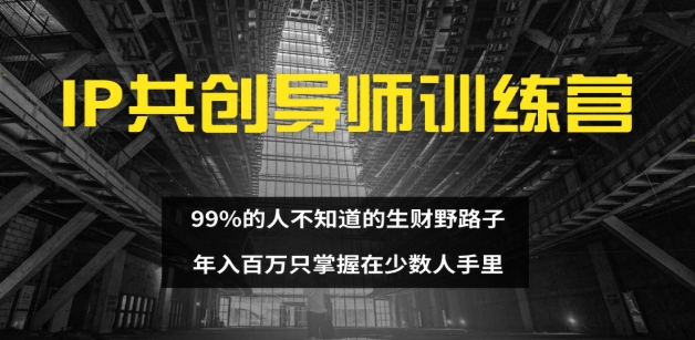 IP共创导师训练营 99%的人不知道的生财野路子 只掌握在少数人手里青柠创客-网创项目资源站-副业项目-创业项目-搞钱项目青柠创客