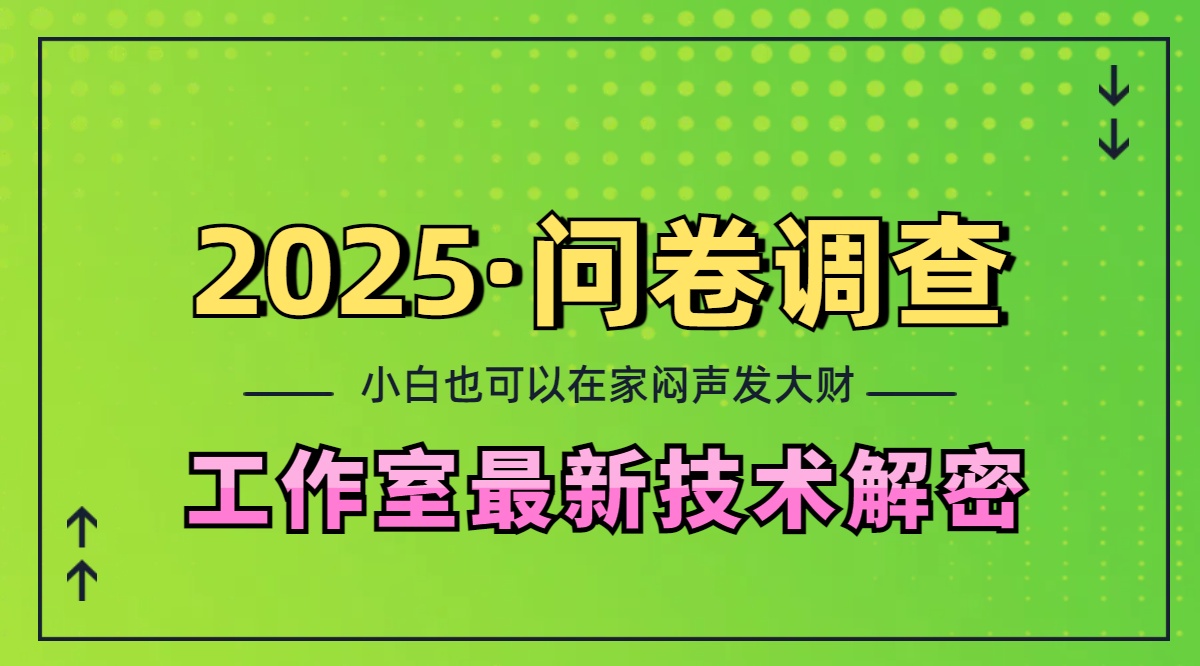 2025《问卷调查》最新工作室技术解密：一个人在家也可以闷声发大财，小白一天200+，可矩阵放大青柠创客-网创项目资源站-副业项目-创业项目-搞钱项目青柠创客