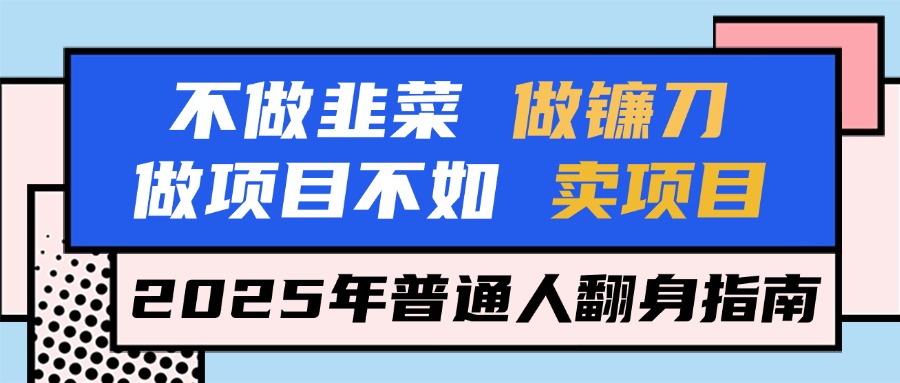 不做韭菜做镰刀，做项目不如卖项目，2025年普通人翻身指南青柠创客-网创项目资源站-副业项目-创业项目-搞钱项目青柠创客
