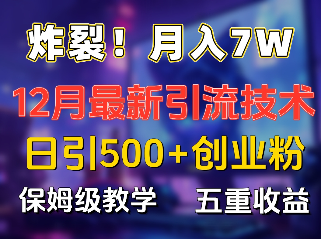 炸裂！月入7W+揭秘12月最新日引流500+精准创业粉，多重收益保姆级教学青柠创客-网创项目资源站-副业项目-创业项目-搞钱项目青柠创客