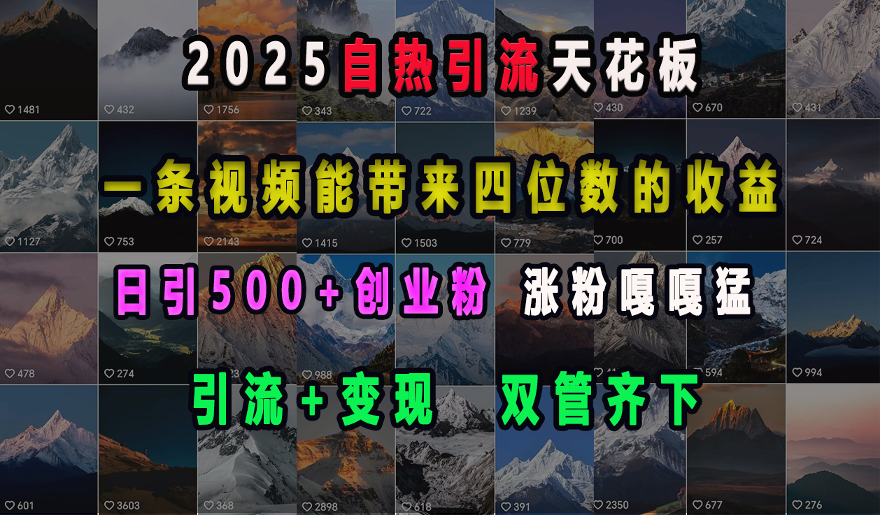 2025自热引流天花板，一条视频能带来四位数的收益，引流+变现双管齐下，日引500+创业粉，涨粉嘎嘎猛青柠创客-网创项目资源站-副业项目-创业项目-搞钱项目青柠创客