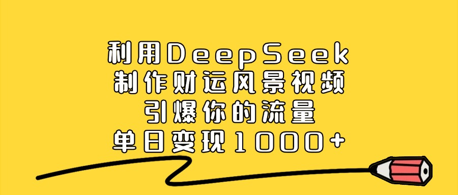 利用DeepSeek制作财运风景视频，引爆你的流量，单日变现1000+青柠创客-网创项目资源站-副业项目-创业项目-搞钱项目青柠创客