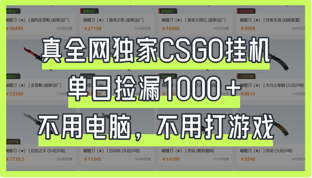 真全网独家CSGO挂机，单日捡漏1000+青柠创客-网创项目资源站-副业项目-创业项目-搞钱项目青柠创客