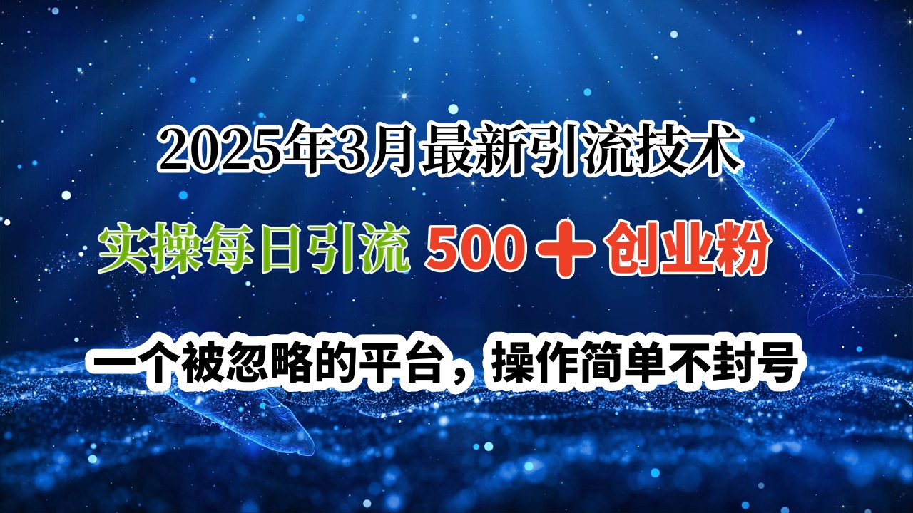 2025年3月最新引流技术，实操每日引流500➕创业粉，一个被忽略的平台，操作简单不封号青柠创客-网创项目资源站-副业项目-创业项目-搞钱项目青柠创客