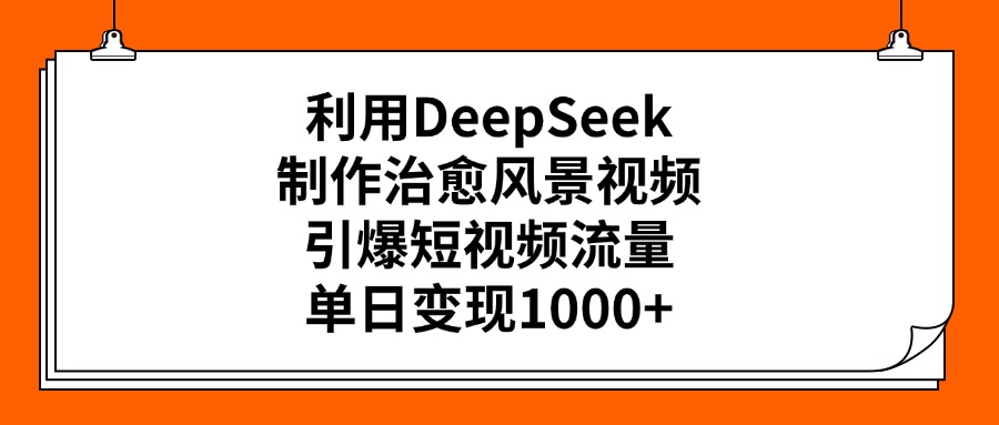 利用DeepSeek制作治愈风景视频，引爆短视频流量，单日变现1000+青柠创客-网创项目资源站-副业项目-创业项目-搞钱项目青柠创客