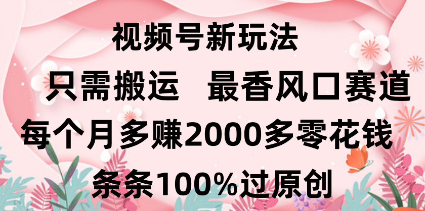 日入2000+，条条100%过原创，视频号最香风口赛道，小白轻松上手青柠创客-网创项目资源站-副业项目-创业项目-搞钱项目青柠创客